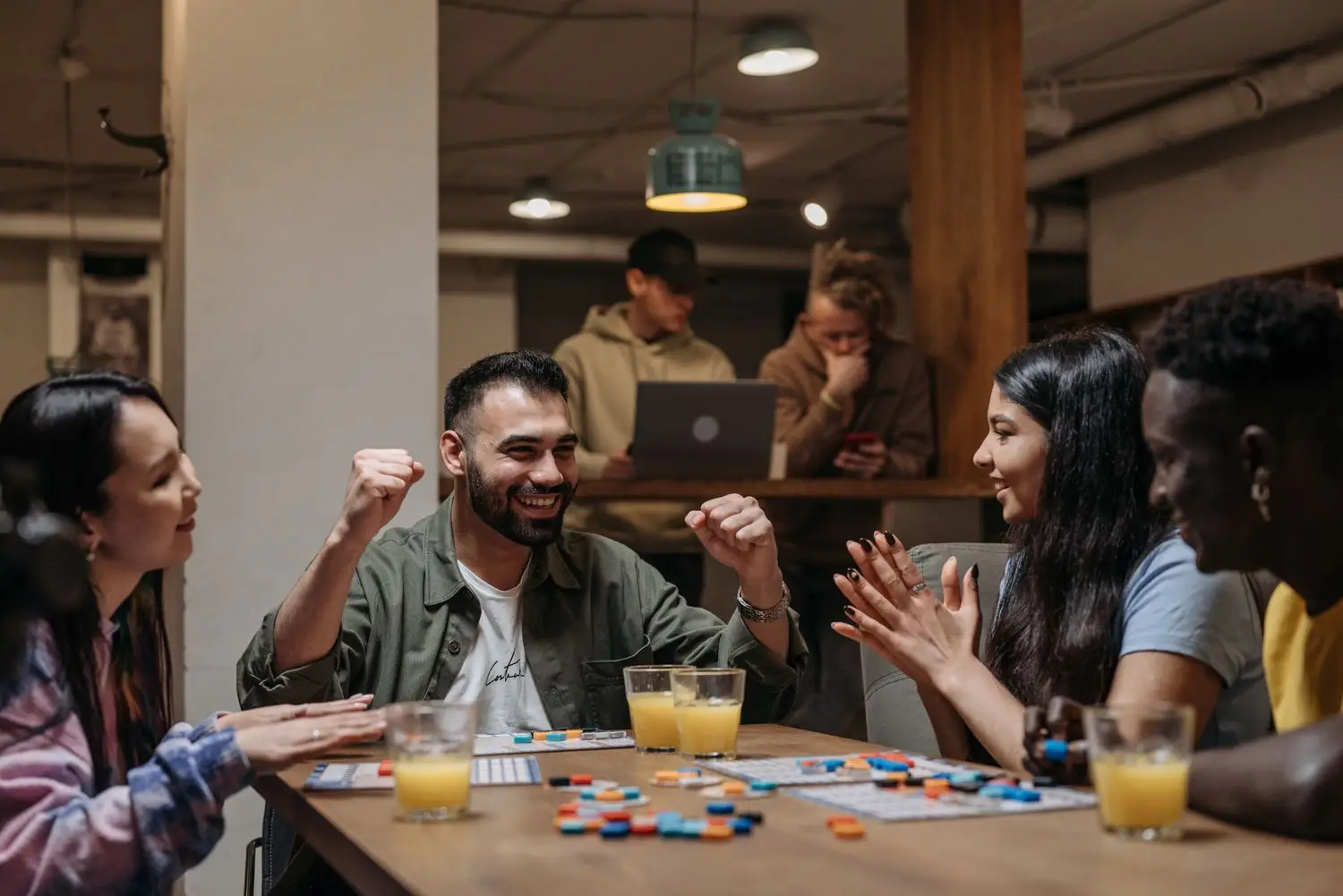 Participants engaged in social competition at a local venue